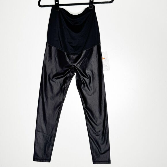 New Isabel Maternity High Gloss Faux Leather Legging Belly Panel Women's Small - Picture 1 of 8
